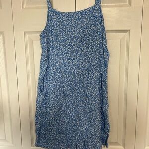 Blue Floral Sleeveless Dress